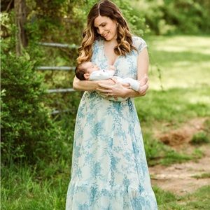 White and blue floral dress